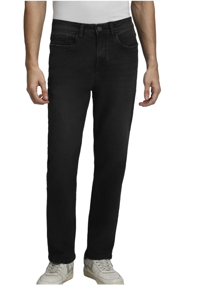 Dennis Lingo Straight Fit Black Men's Cotton Poly Stretch Jeans with Button & Zip Closure
