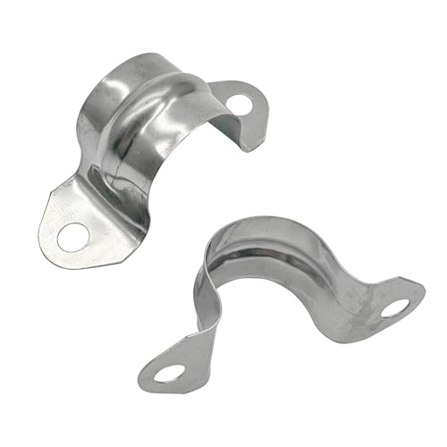 ZLYY 1/2inch Two Hole Strap U Bracket Stainless Steel Tube Strap Tension Clip Assortment Kit Heavy Duty Rigid Pipe Strap Clamp 50PCS（20mm） - Image 4