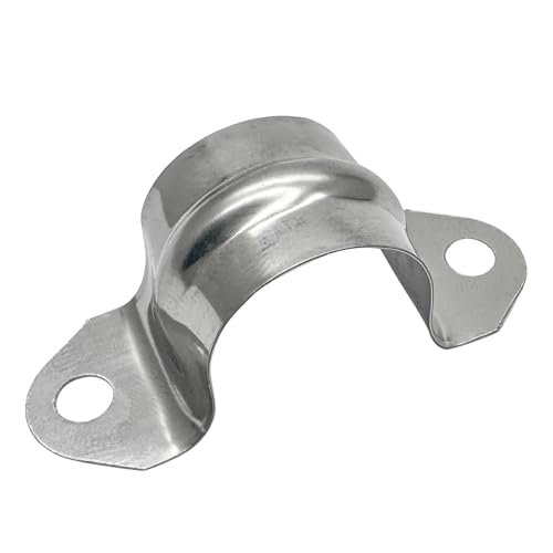 ZLYY 1/2inch Two Hole Strap U Bracket Stainless Steel Tube Strap Tension Clip Assortment Kit Heavy Duty Rigid Pipe Strap Clamp 50PCS（20mm） - Image 1