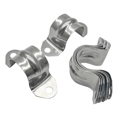 ZLYY 1/2inch Two Hole Strap U Bracket Stainless Steel Tube Strap Tension Clip Assortment Kit Heavy Duty Rigid Pipe Strap Clamp 50PCS（20mm） - Image 5