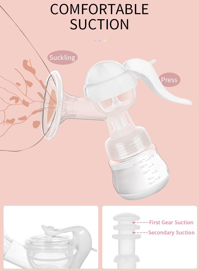 Manual Breast Pump - 150ml, BPA-Free, Leakproof with Dual Comfort Suction & Painless Massage, Easy to Clean & Carry(White) - Image 3
