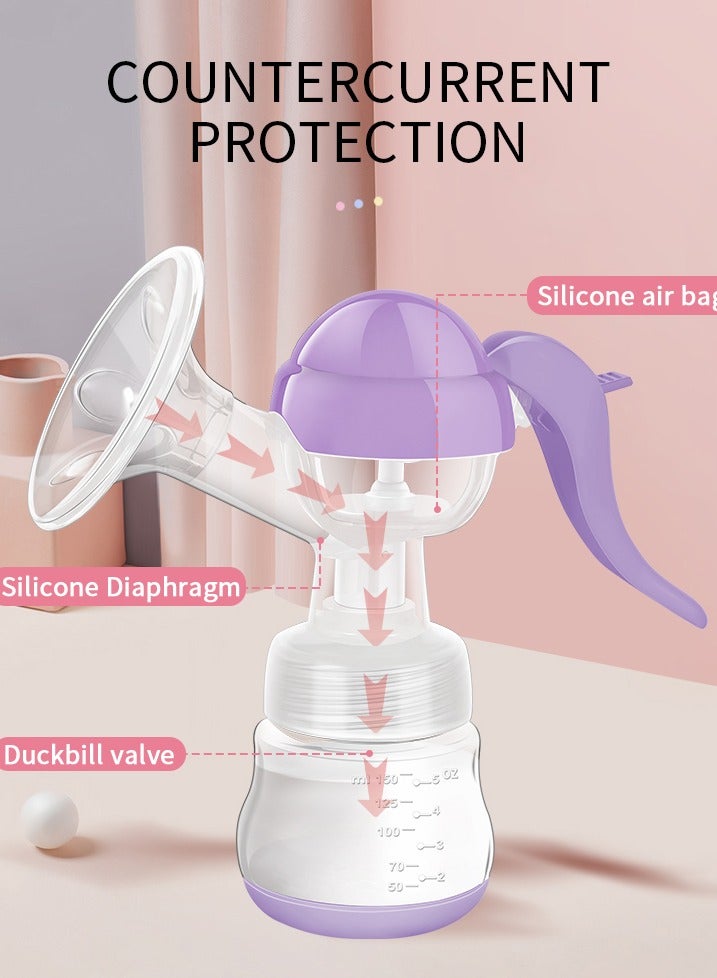 Manual Breast Pump - 150ml, BPA-Free, Leakproof with Dual Comfort Suction & Painless Massage, Easy to Clean & Carry(White) - Image 4