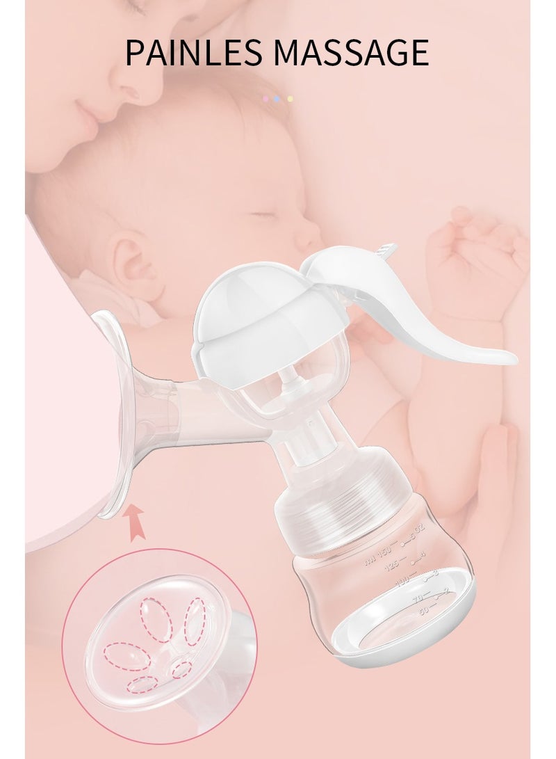 Manual Breast Pump - 150ml, BPA-Free, Leakproof with Dual Comfort Suction & Painless Massage, Easy to Clean & Carry(White) - Image 5