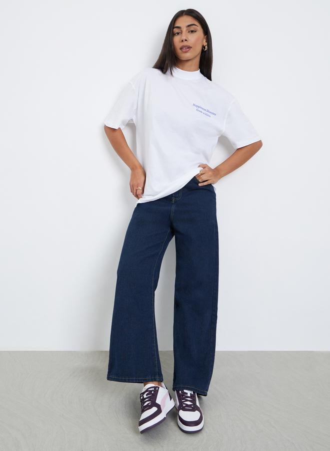 Styli Women White Floral Graphic Oversized T-Shirt - Image 2