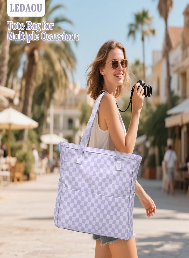 LEDAOU Large Beach Tote Bag Women Waterproof Sandproof Zipper Beach Tote Bag for Pool Gym Grocery Travel with Wet Pocket - Image 3