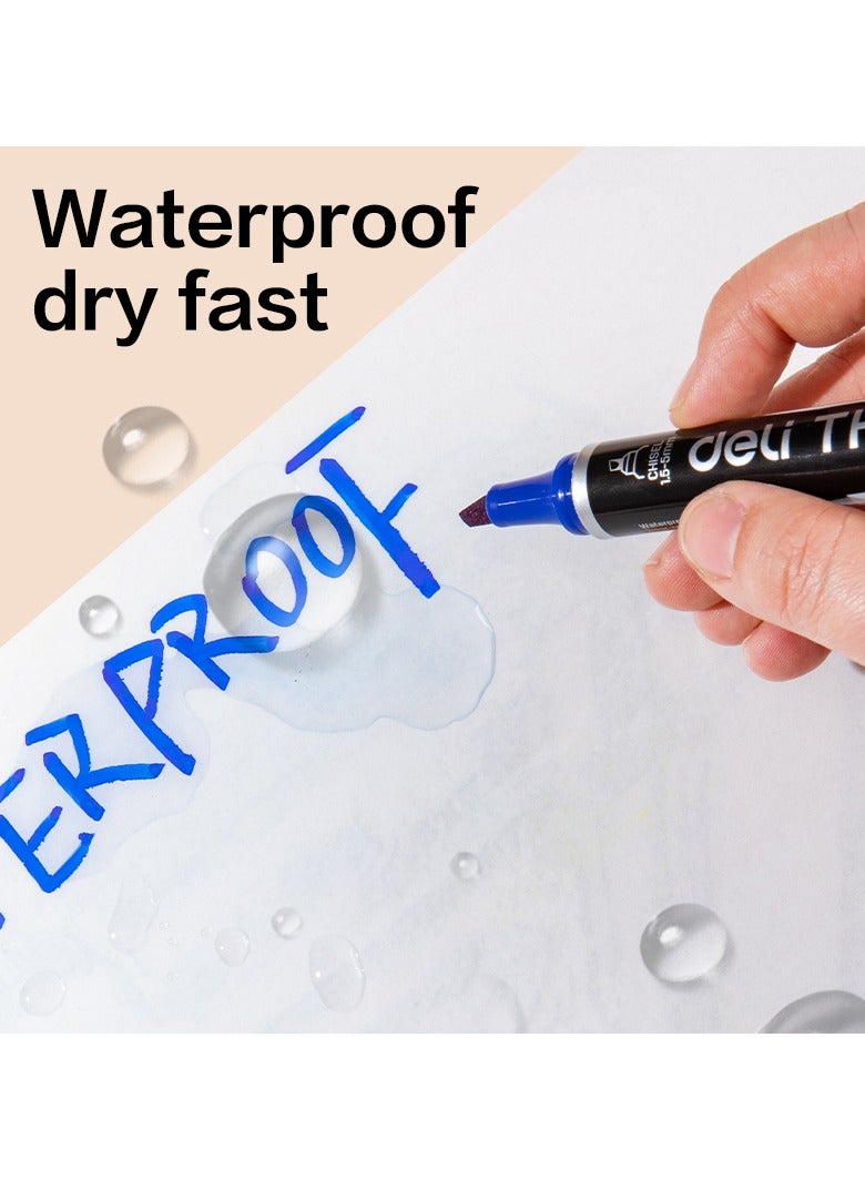 ديلي EU10130 قلم تحديد دائم 12 قطعة/صندوق - أزرق - مثالي للكتابة والوسم والعلامات طويلة الأمد - Image 2