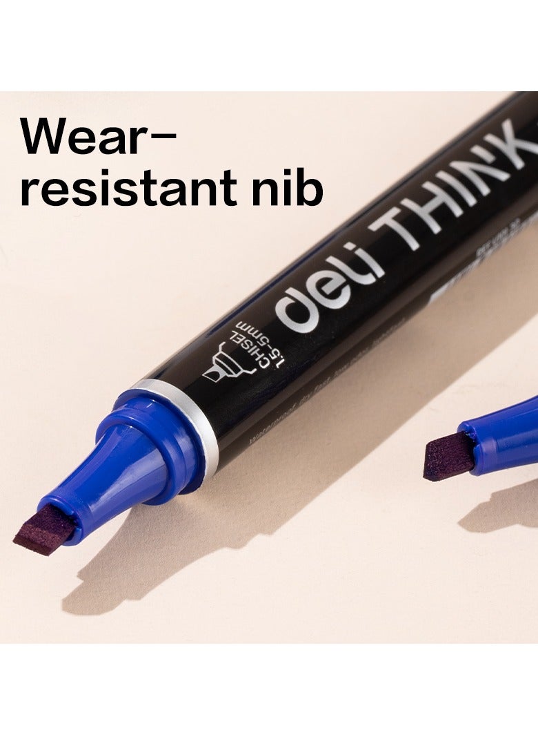 ديلي EU10130 قلم تحديد دائم 12 قطعة/صندوق - أزرق - مثالي للكتابة والوسم والعلامات طويلة الأمد - Image 4