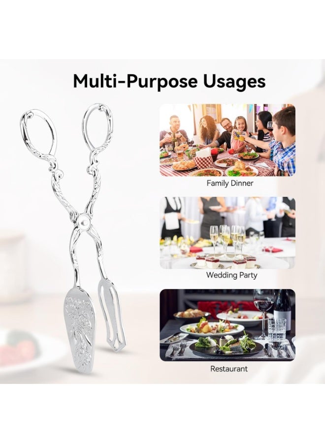 9 in Vintage Salad Tong, Metal Food Serving Tongs Salad Steak Clip Buffet Tongs for Buffet Catering Bread BBQ, 8.5 x 4.5in - Image 3