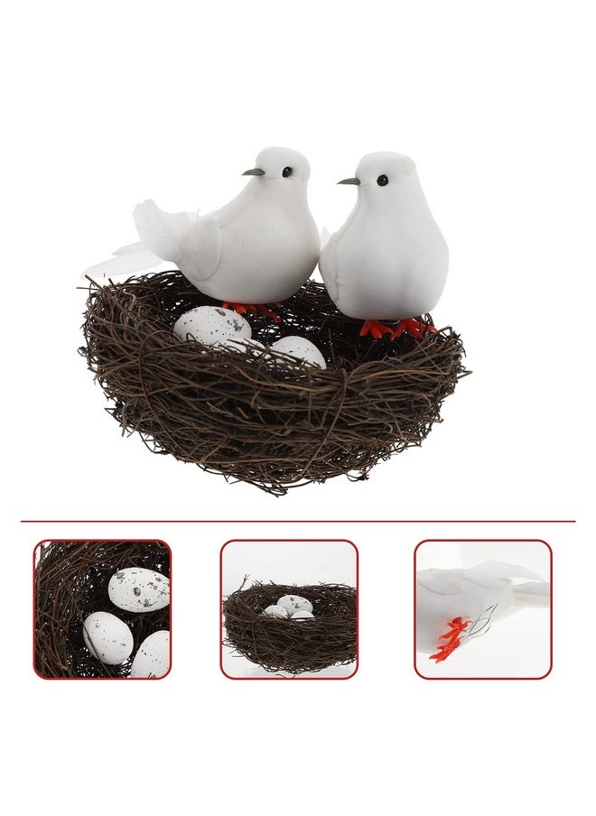balacoo balacoo Vintage Decor 1 Set of Artificial Simulation Foam Birds White Doves Bird Eggs Birds Home Indoor Outdoor Decor Tree Ornaments for Wedding Party Garden White Decor  - Image 5
