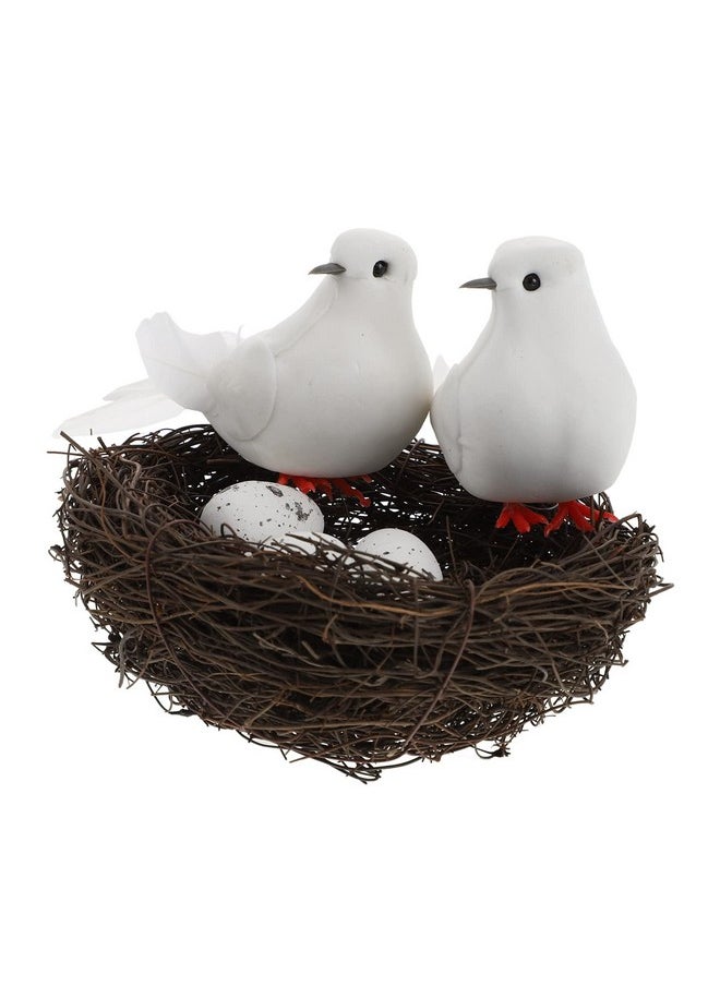 balacoo balacoo Vintage Decor 1 Set of Artificial Simulation Foam Birds White Doves Bird Eggs Birds Home Indoor Outdoor Decor Tree Ornaments for Wedding Party Garden White Decor  - Image 1