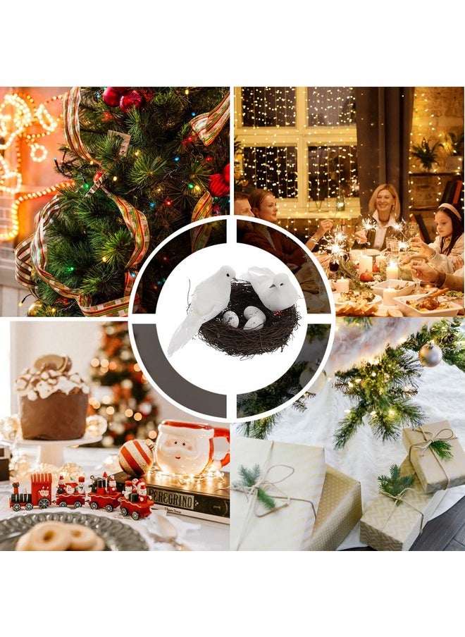 balacoo balacoo Vintage Decor 1 Set of Artificial Simulation Foam Birds White Doves Bird Eggs Birds Home Indoor Outdoor Decor Tree Ornaments for Wedding Party Garden White Decor  - Image 3