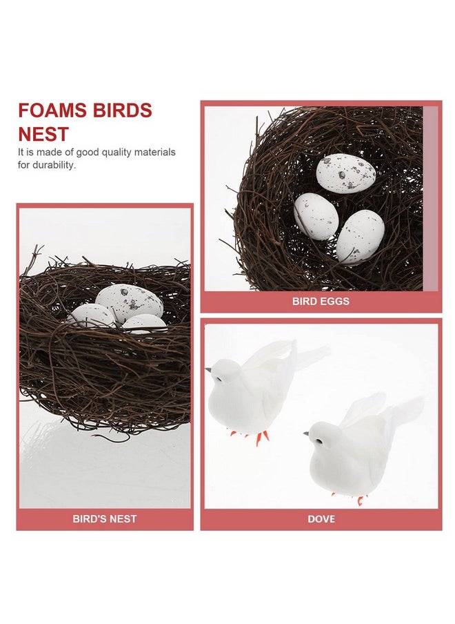 balacoo balacoo Vintage Decor 1 Set of Artificial Simulation Foam Birds White Doves Bird Eggs Birds Home Indoor Outdoor Decor Tree Ornaments for Wedding Party Garden White Decor  - Image 4