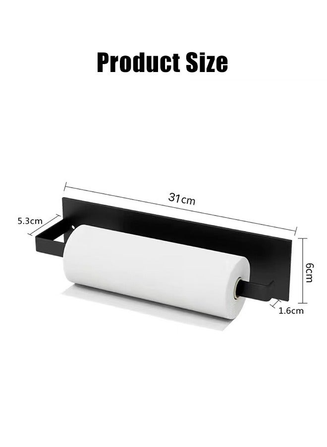 Wall Mount Toilet Paper Holder, Magnetic Storage Rack, No Drilling Paper Tissue Rack, Multifunctional Towel Hanger Rack,  Scratch-Resistant Storage Shelves, Plus Long Plastic Wrap Holder, Cabinet Hanger, Cabinet Hanger, Roll Paper Holder for Bathroom Kitchen Living Room Refrigerator  - Image 2
