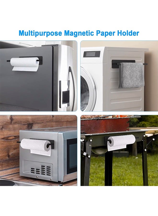 Wall Mount Toilet Paper Holder, Magnetic Storage Rack, No Drilling Paper Tissue Rack, Multifunctional Towel Hanger Rack,  Scratch-Resistant Storage Shelves, Plus Long Plastic Wrap Holder, Cabinet Hanger, Cabinet Hanger, Roll Paper Holder for Bathroom Kitchen Living Room Refrigerator  - Image 3
