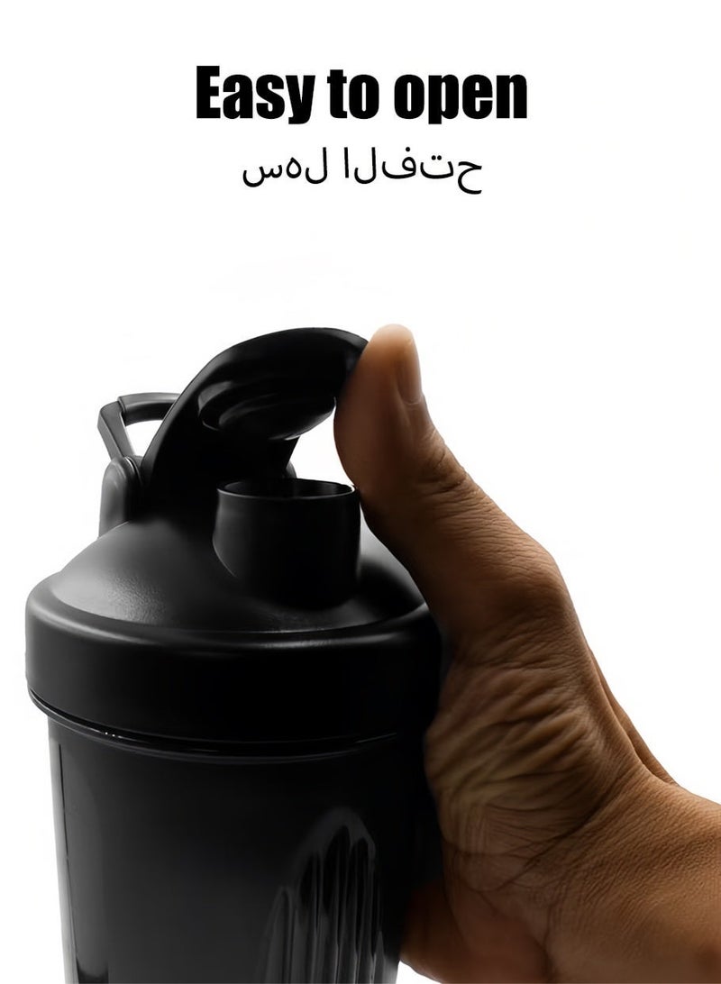 Yuanze زجاجة خلط البروتين الفاخرة 600 مل مع كرة خلط معدنية - كوب خلاط رياضي مانع للتسرب وخالي من BPA للجيم ومكملات ما قبل التمرين (أسود) - Image 5