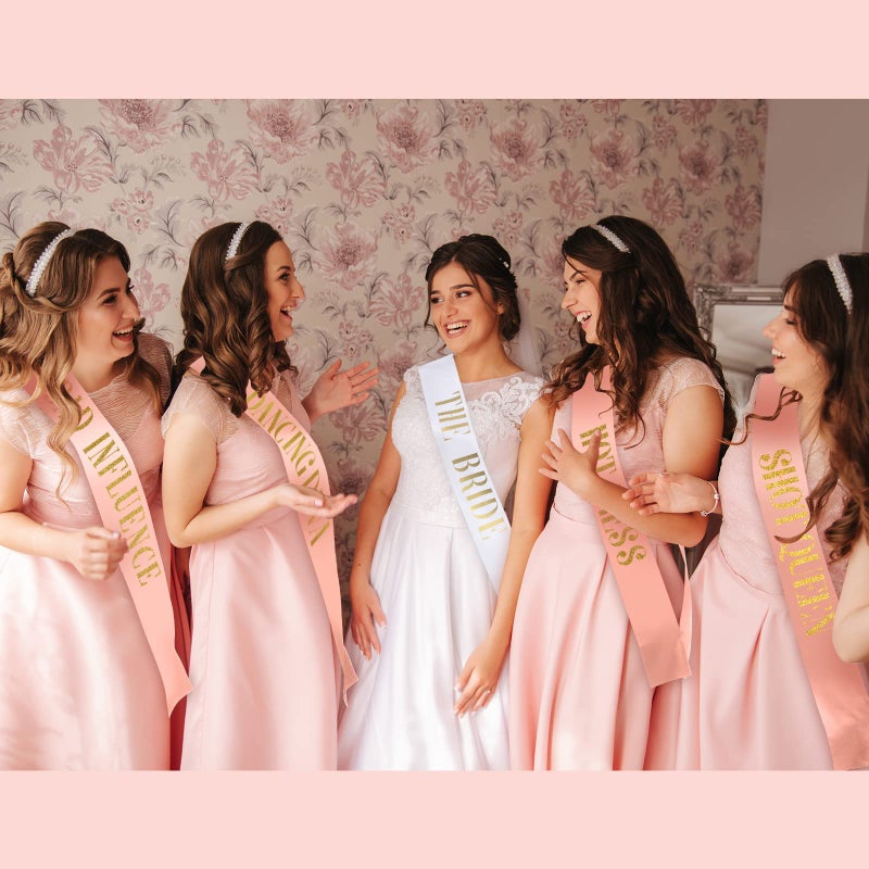 LEIFIDE 10 Pack Bride Sash and Bridesmaid Sash Set Bachelorette Party Sashes Bridal Shower Decorations Bride Gifts Team Sash for Bride Bridesmaids Maid of Honor Party Supplies (Rose Gold  White) - Image 5