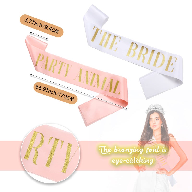 LEIFIDE 10 Pack Bride Sash and Bridesmaid Sash Set Bachelorette Party Sashes Bridal Shower Decorations Bride Gifts Team Sash for Bride Bridesmaids Maid of Honor Party Supplies (Rose Gold  White) - Image 3