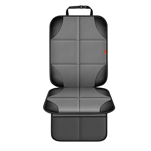 XHYANG Car Seat Protector 1 Pack Car Seat Cushion Mat Thickest Padding,Waterproof 600D Fabric Car Seat Covers for Non-Slip Backing Mesh Pockets for Baby and Pet (Gray, 1 Pc) - Image 2