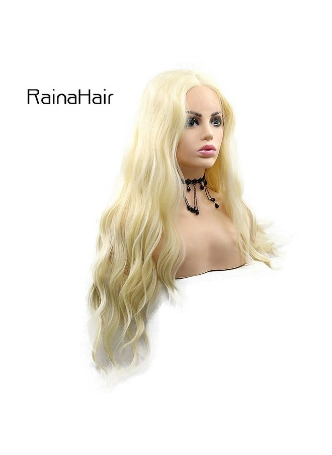 RainaHair - Wigs Long Blonde Water Wave Lace Front Wigs For Women Middle Part 26 Inch 613 Blonde Wigs Glueless Natural Looking Long Curly Wig Synthetic Heat Resistant Fiber Wig - Image 1