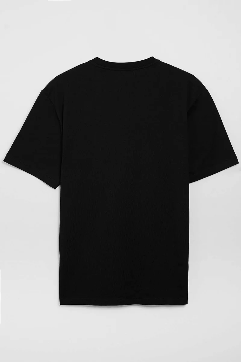 جريميلانج Solo Men's Jersey 100% Organic Cotton Thick Textured Comfort Fit Black T-shirt