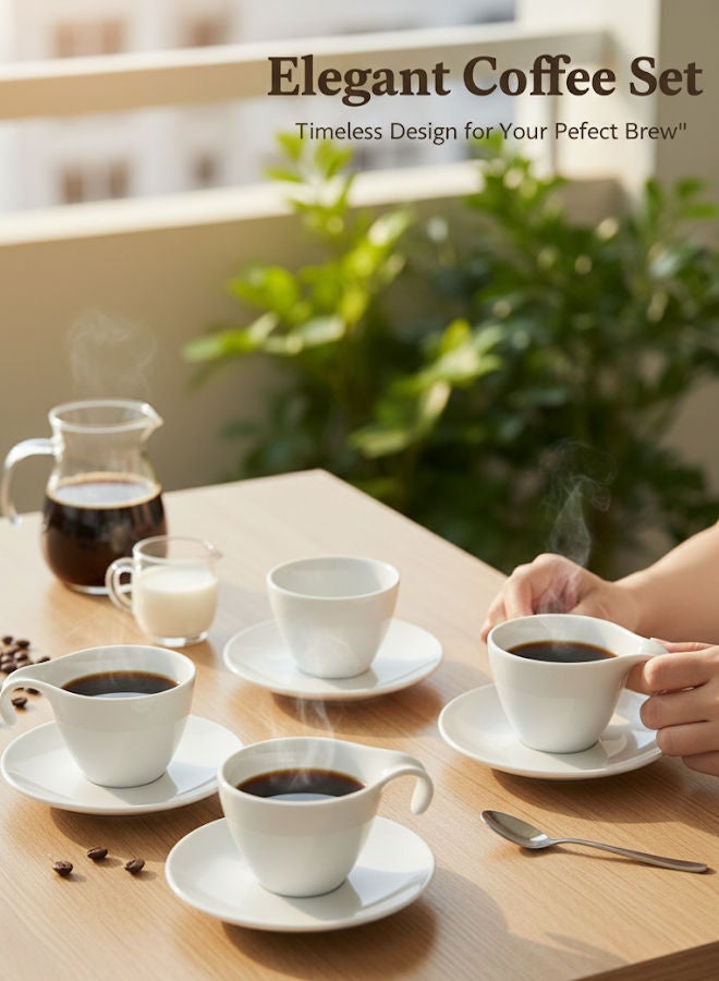 Dove 12-Piece Porcelain Cup & Saucer Set White 130ML; set for 6 People - Image 2