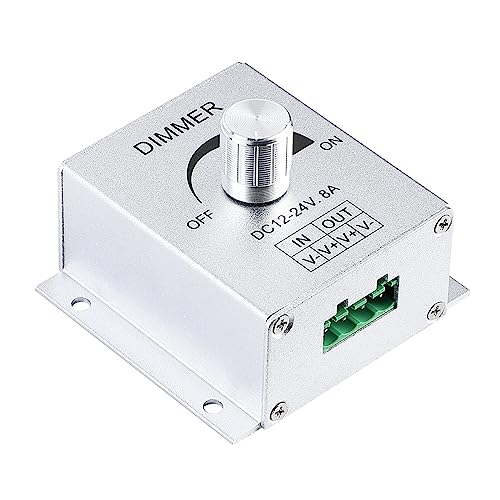 SUPERNIGHT 12V Dimmer Switch, Dimmer Knob Aluminium Case DC12V-24V 8A Single Channel Knob Dimmer Controller for LED Strip Bulb Lamp Light 5050 3528 5630 Single Color LED Strips - Image 2