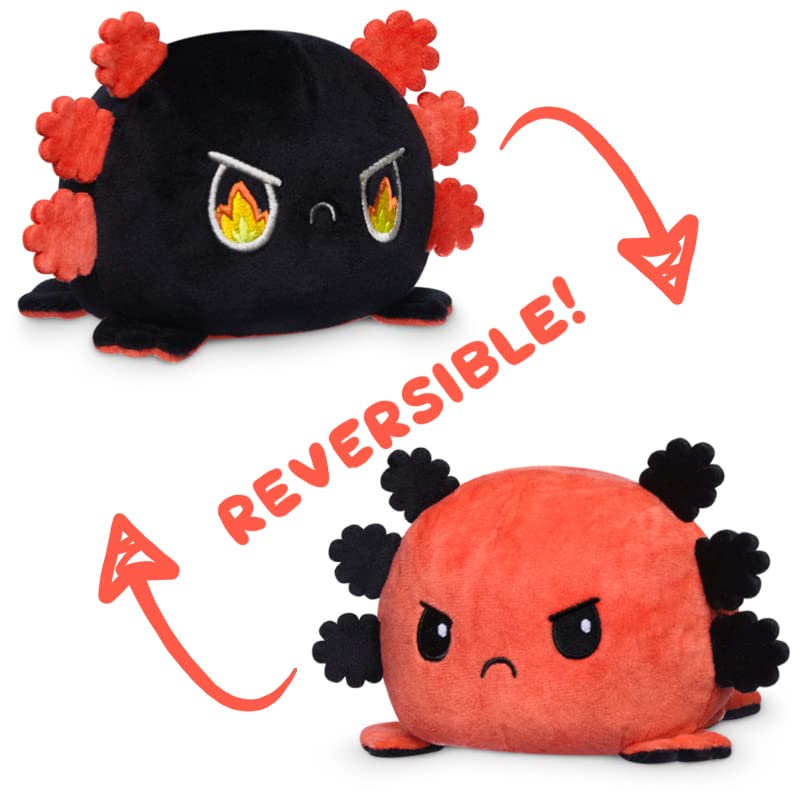 TeeTurtle Reversible Axolotl Plushie 4-Inch Fire Eyes Two-Sided Flip Plush Toy with Embroidered Details - Cute Mini Collectible Plush for Kids, Teens, and Adults - Image 3