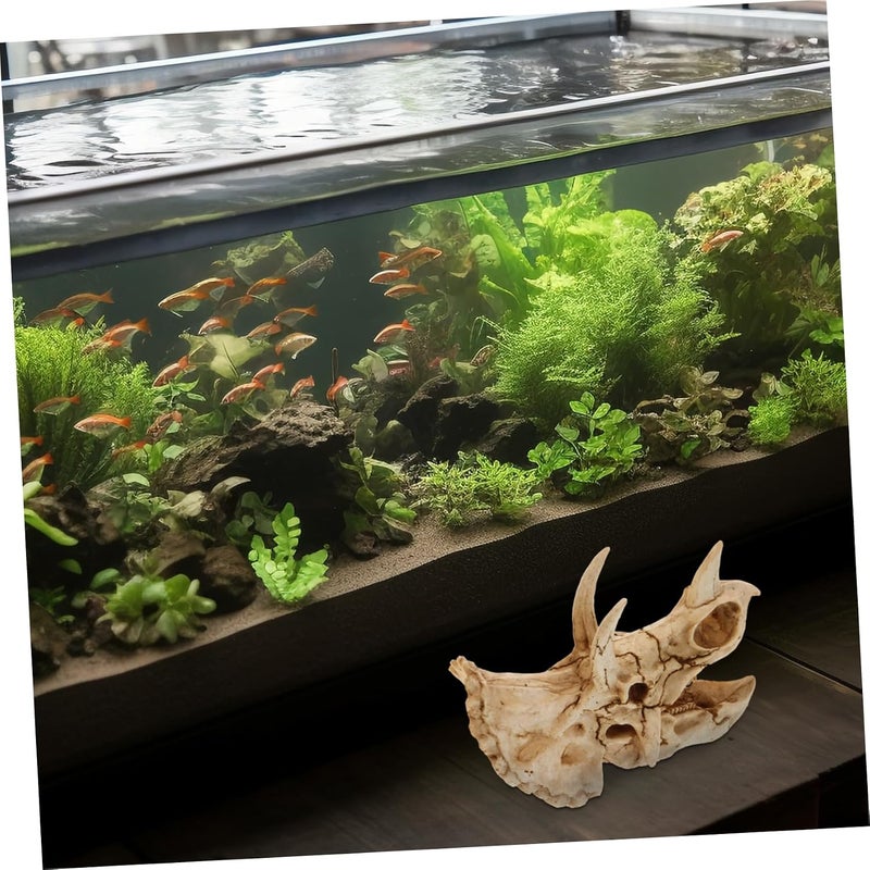 Garneck Simulated Dinosaur Skull Aquarium Decoration Realistic Resin Reptile Hideout for Fish Tanks for Turtles Lizards Snakes and Frogs for Home and Office Decor - Image 3