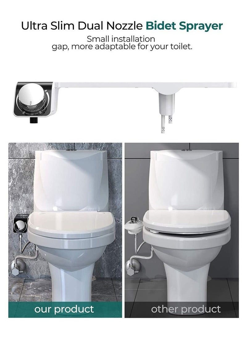 Toilet Bidet Seat Dual Nozzles Bidet Non Electric Toilet Water Sprayer Bathroom - Image 3