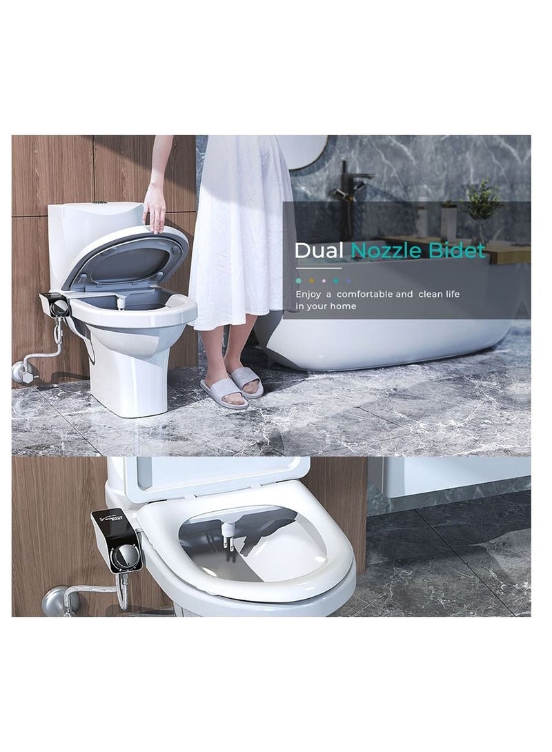 Toilet Bidet Seat Dual Nozzles Bidet Non Electric Toilet Water Sprayer Bathroom - Image 2