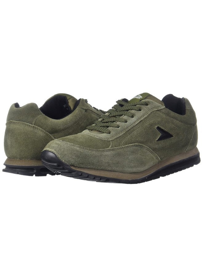 باور حذاء رجالي كاجوال من الجلد الفاخر باللون الأخضر الزيتوني - مقاس 8 المملكة المتحدة (8337894) - Image 2