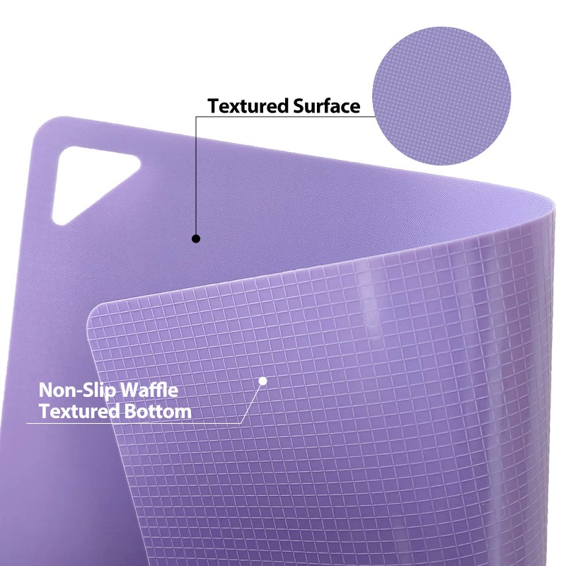 WK Flexible Plastic Cutting Boards for Kitchen, Cutting Board Mats Set of 5, Nonslip Cutting Board for Meat, Thin Cutting Sheets with Hole, Dishwasher Safe, BPA Free, 14.5x11.5" - Image 2