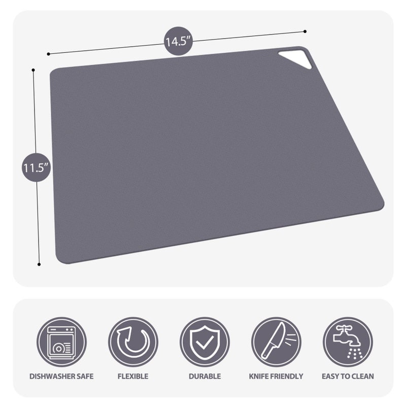 WK Flexible Plastic Cutting Boards for Kitchen, Cutting Board Mats Set of 5, Nonslip Cutting Board for Meat, Thin Cutting Sheets with Hole, Dishwasher Safe, BPA Free, 14.5x11.5" - Image 3