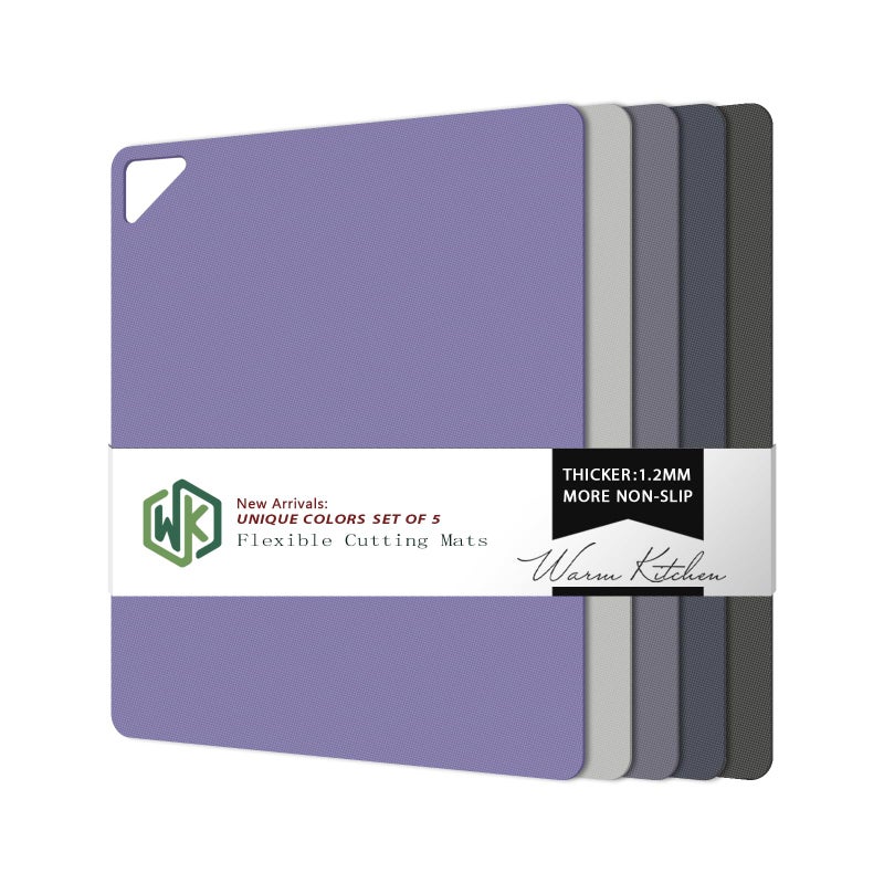 WK Flexible Plastic Cutting Boards for Kitchen, Cutting Board Mats Set of 5, Nonslip Cutting Board for Meat, Thin Cutting Sheets with Hole, Dishwasher Safe, BPA Free, 14.5x11.5" - Image 1