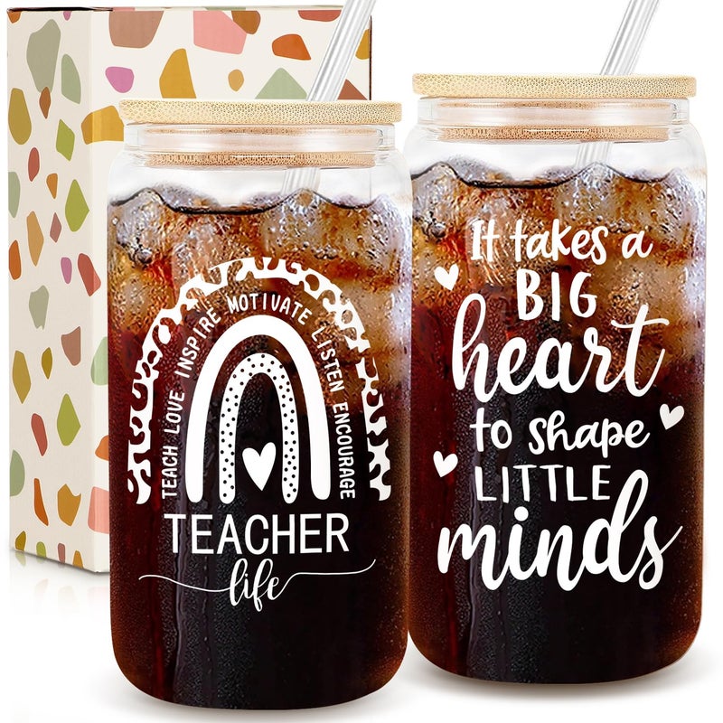 Frerdui Frerdui Teacher Appreciation Gifts Teacher Gifts for Women Best Teachers Gift Thank You Teachers Birthday Gift Ideas Back to School 18 OZ Glass Cup 1 
