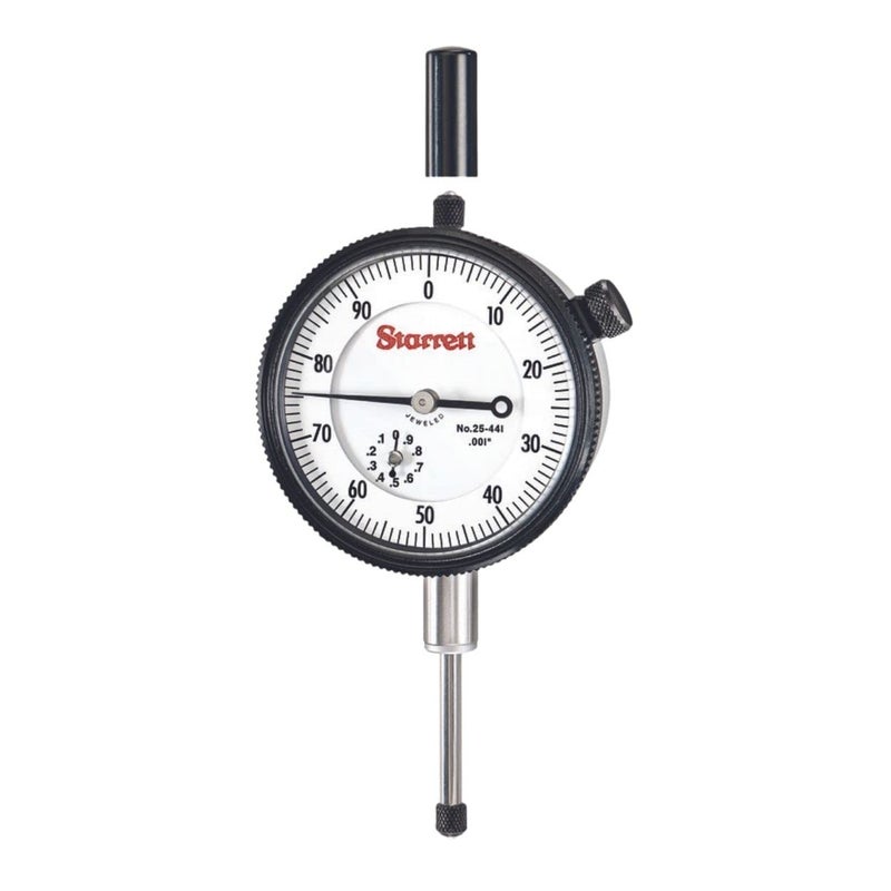 Starrett Starrett 25 Series Dial Indicator with Case Stem Cap Jewel Bearings and LugOnCenter Back  White Face 01 Range 0100 Dial Reading 001 Graduations  25441J WCSC  - Image 1