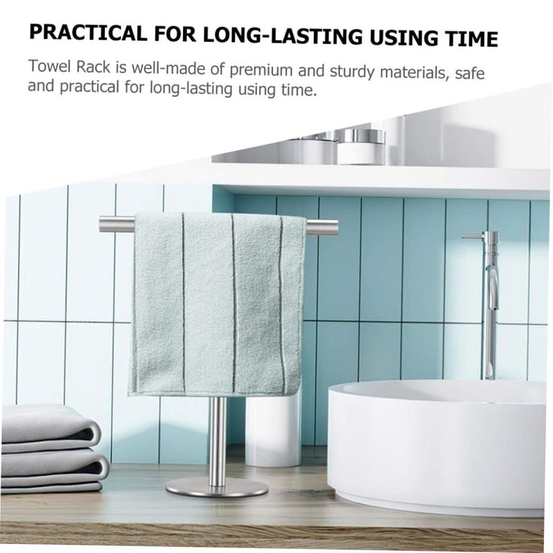 Stainless Steel Vertical Towel Rack Space Saving Countertop Holder Organizer - Image 3