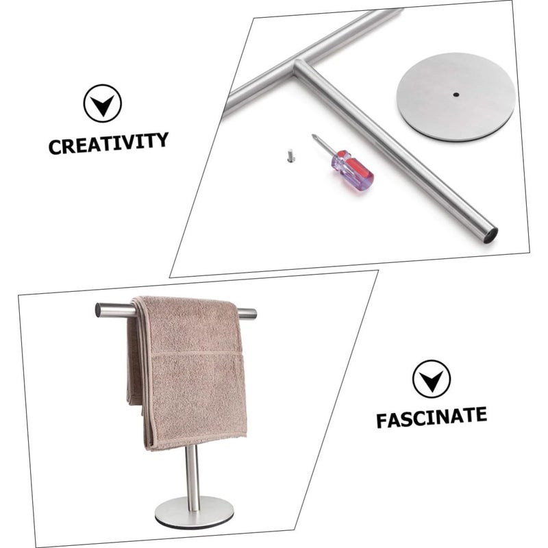 Stainless Steel Vertical Towel Rack Space Saving Countertop Holder Organizer - Image 5
