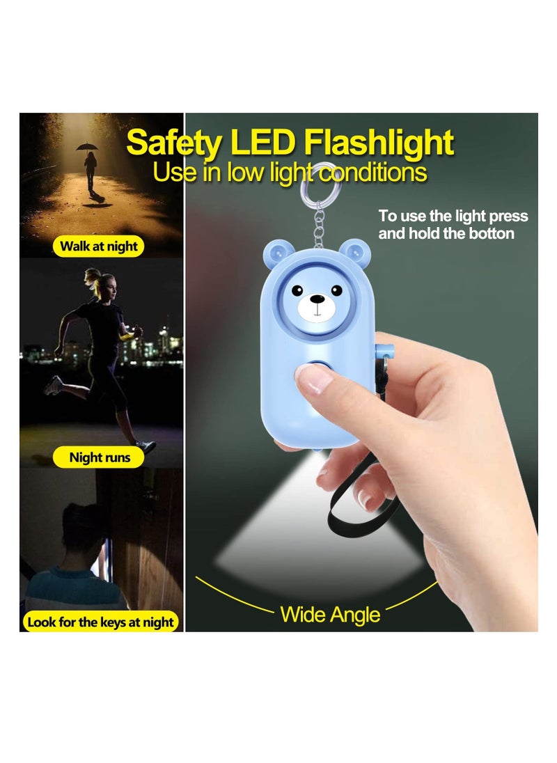 SYOSI Personal Alarm Safe Sound Cute Bear Safety Keychain for Women Kids Elders 2 Pack 130dB Loud Siren Safety Self Defense with Flashing LED Light Security Keychain Emergency Alert  Blue and Purple  - Image 5