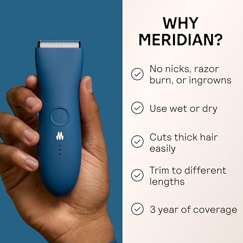 Meridian ميريديان ماكينة الحلاقة الأصلية - ماكينة حلاقة الجسم للرجال، ماكينة حلاقة كهربائية للشعر العاني، الصدر، الساقين والبكيني، مقاومة للماء وقابلة لإعادة الشحن، أوشن - Image 2