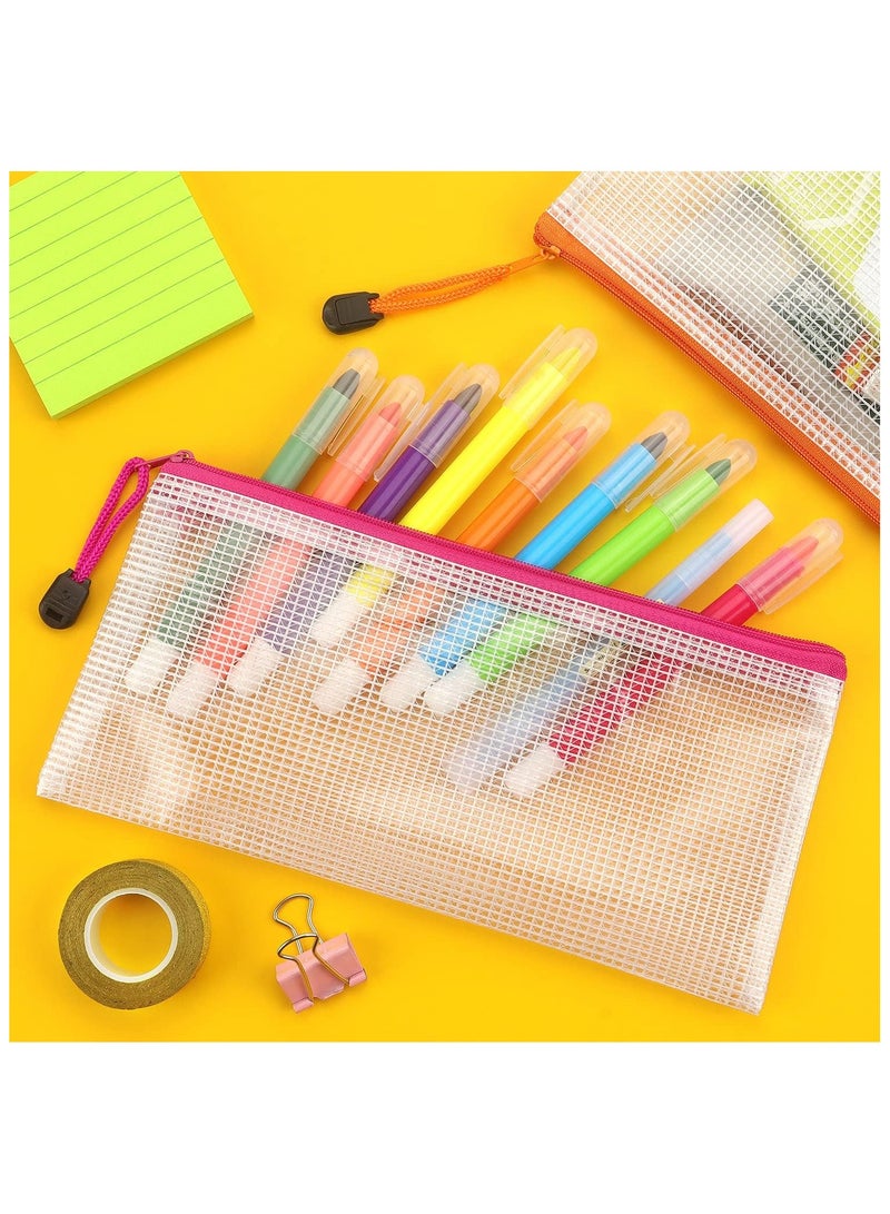 Eowhitu File Folder Letter A6 Size Zipper Mesh Bags, File Jackets & File Pockets, Office Supply Organizer Plastic Pouch Document Bag for Organization Storage Pocket 12 Packs Multicolor - Image 5