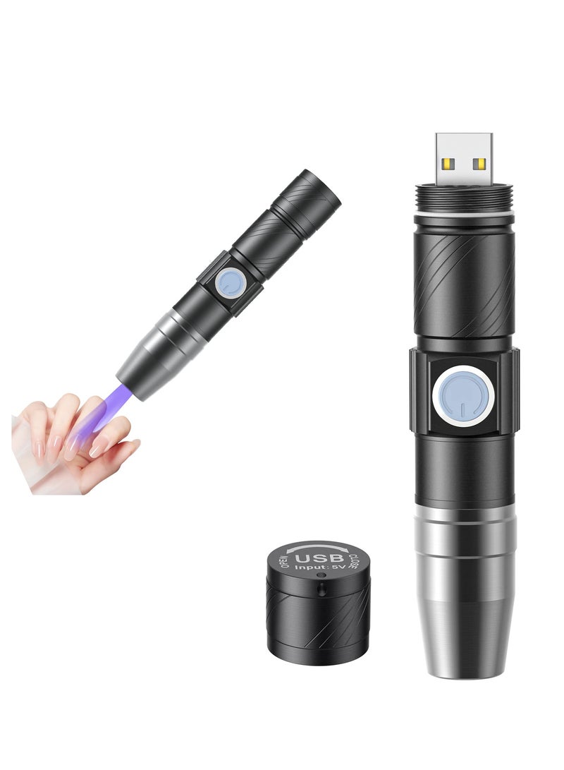 SOLARAE Portable Mini LED Nail Lamp, Rechargeable UV Flashlight for Gel Nails, Ideal for Home Use by Women and Girls, Compact Black Design for Easy Carrying. - Image 1