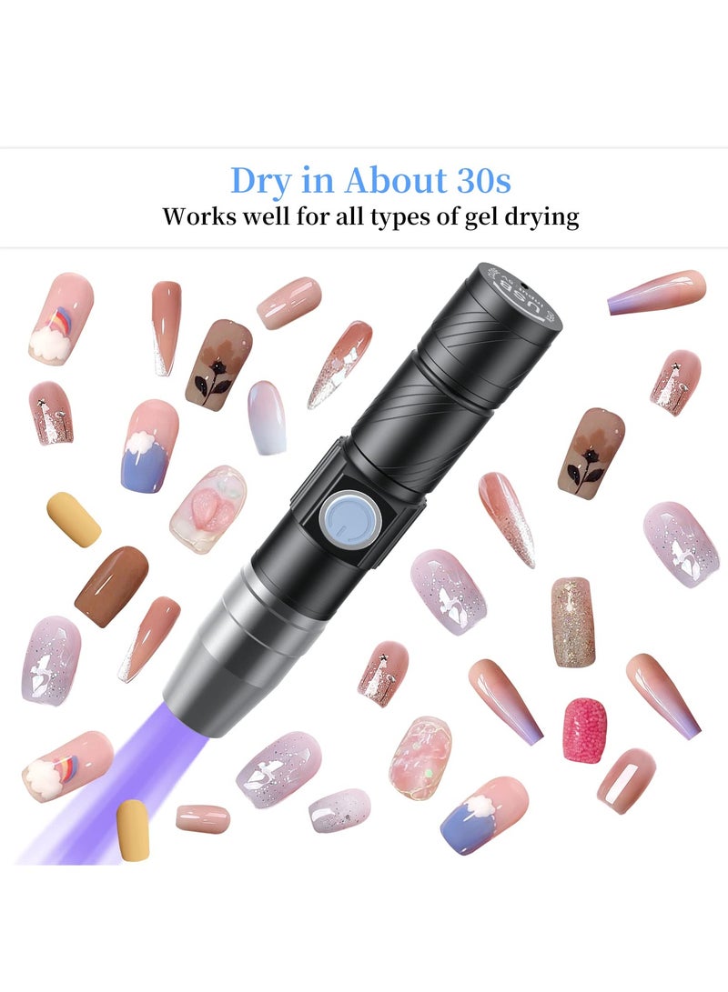 SOLARAE Portable Mini LED Nail Lamp, Rechargeable UV Flashlight for Gel Nails, Ideal for Home Use by Women and Girls, Compact Black Design for Easy Carrying. - Image 5