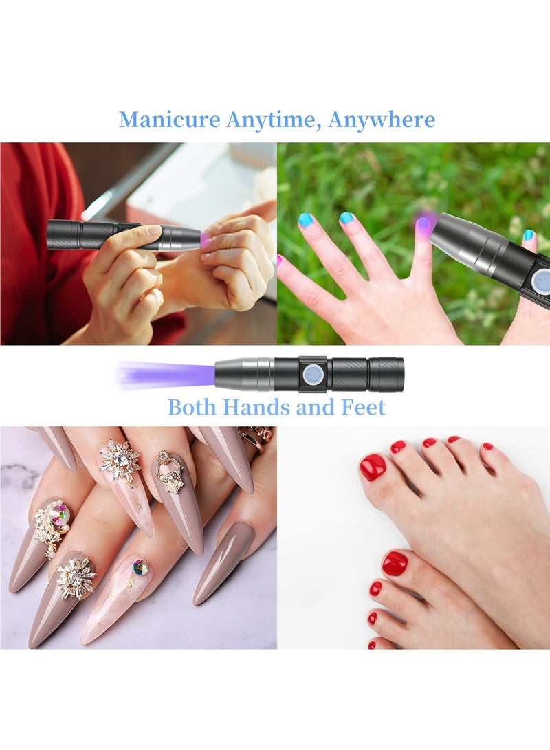 SOLARAE Portable Mini LED Nail Lamp, Rechargeable UV Flashlight for Gel Nails, Ideal for Home Use by Women and Girls, Compact Black Design for Easy Carrying. - Image 3