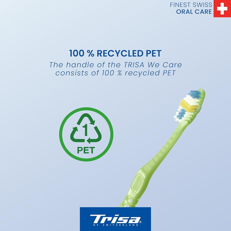 TRISA فرشاة أسنان متوسطة تريزا وي كير ديو - تصميم صديق للبيئة مع شعيرات حيوية، عبوة من 2 - Image 4
