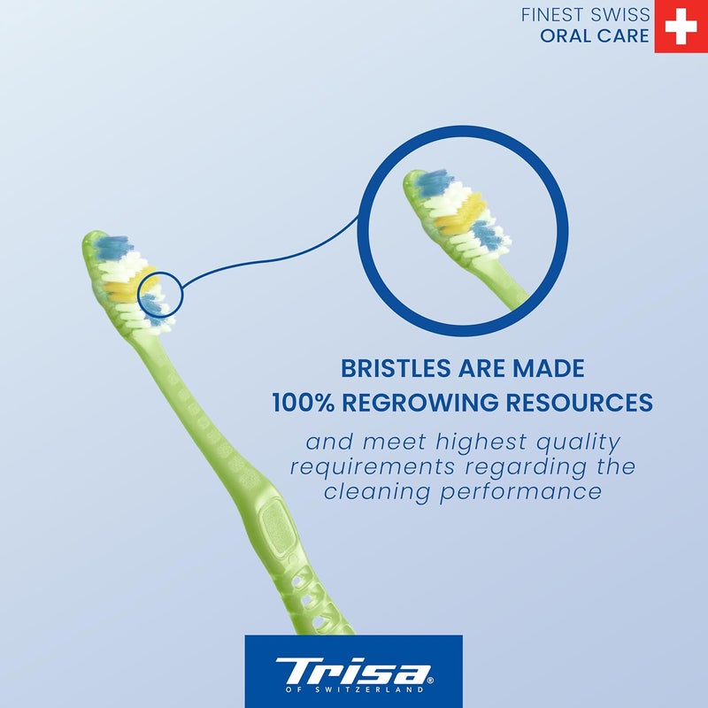 TRISA فرشاة أسنان متوسطة تريزا وي كير ديو - تصميم صديق للبيئة مع شعيرات حيوية، عبوة من 2 - Image 3
