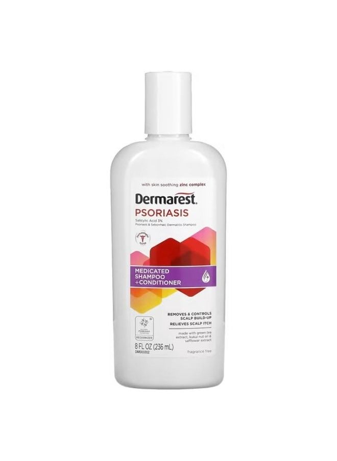 Dermarest - Dermarest, Psoriasis, Medicated Shampoo + Conditioner, Maximum Strength, Fragrance Free, 8 fl oz (236 ml) - Image 1