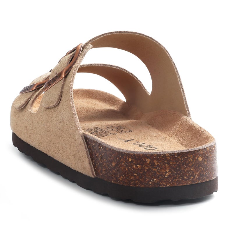 ODOLY Unisex Cork Footbed Slide Sandal, Arch Support Summer Outdoor Sandals with Adjustable Buckle for Women and Men, Taupe Suede 37 (6.5-7 Women/5-5.5 Men) - Image 5