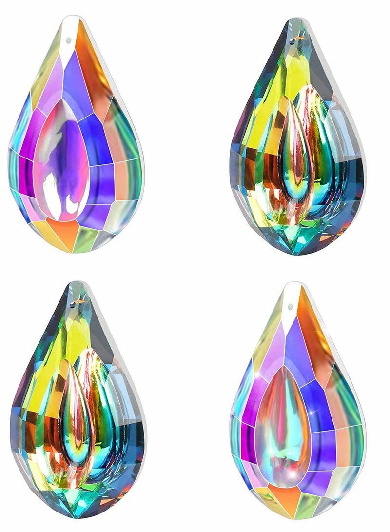 4PCS Crystal Suncatchers Hanging Sun Catchers Rainbow Maker Teardrop Prism Crystals Decor Colorful Concave Lamp Prisms Parts For Windows Garden Tree Chandelier Curtain - Image 1