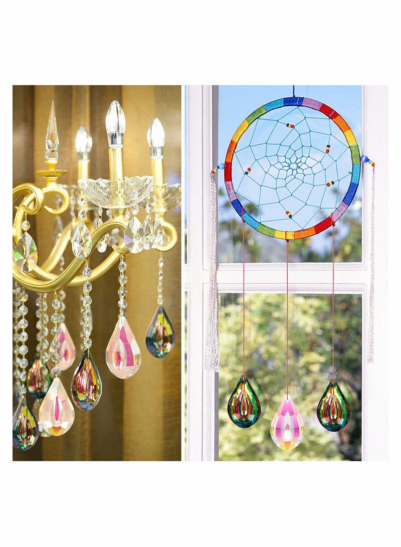 4PCS Crystal Suncatchers Hanging Sun Catchers Rainbow Maker Teardrop Prism Crystals Decor Colorful Concave Lamp Prisms Parts For Windows Garden Tree Chandelier Curtain - Image 3